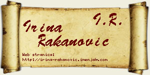 Irina Rakanović vizit kartica